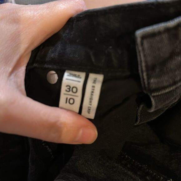 Loft | Destructed High Rise Straight Crop Jeans in Washed Black | 10 - Picture 7 of 7